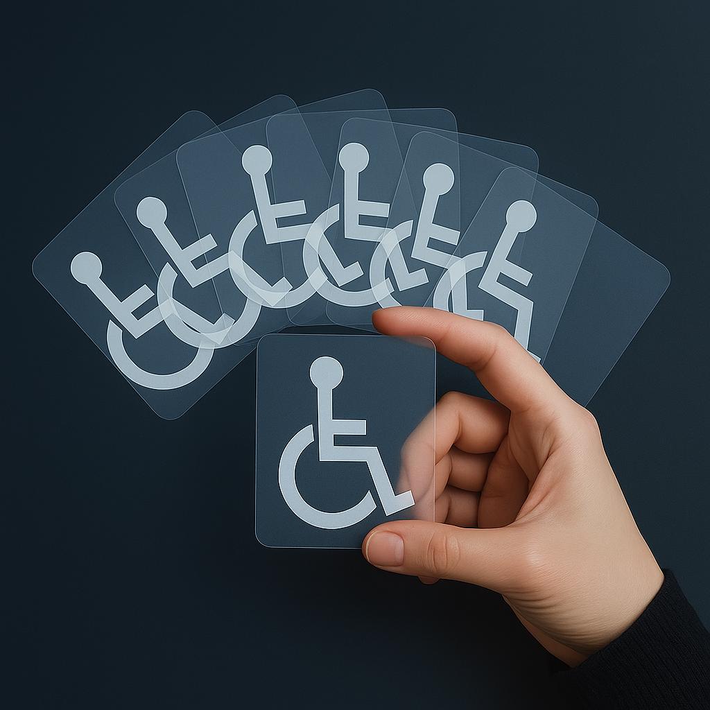 10 PACK Disabled Symbol Decal, handicap accessibility sticker, wheelchair sign / ADA parking sticker, barrier free logo, disabled car sign