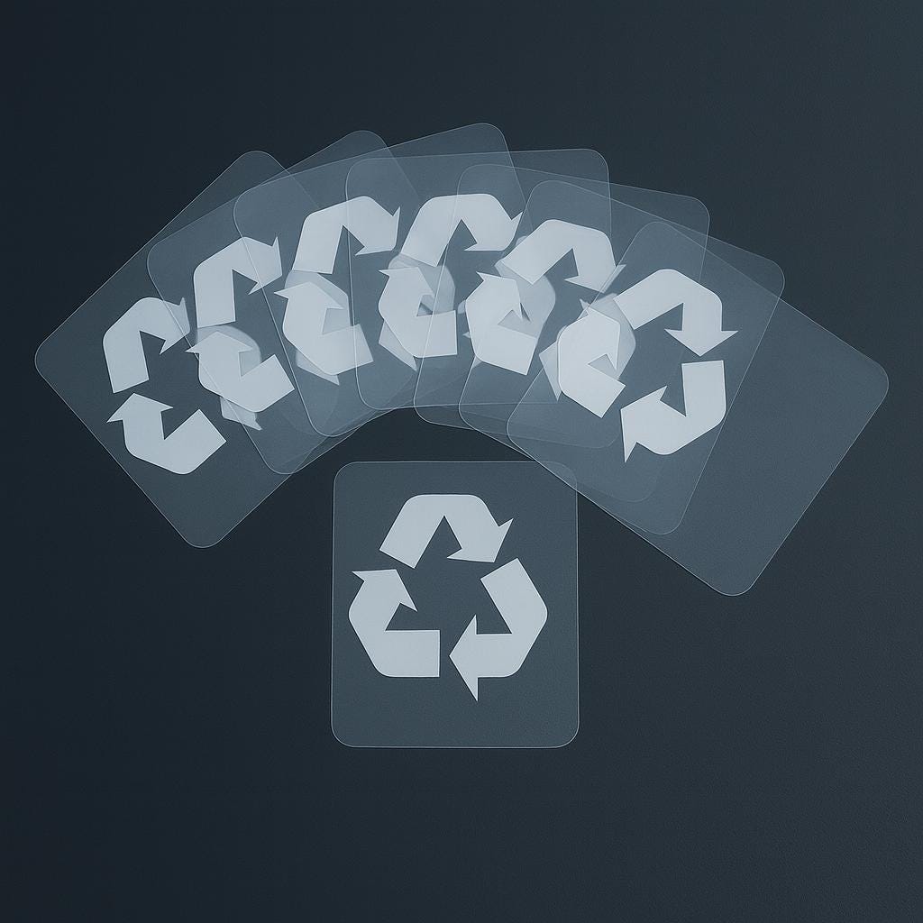 10 PACK Recycle Symbol Sticker / Eco-Friendly 3 Arrows Logo Decal for Recycling Bins, Containers, Waste Sorting & Environmental Signs