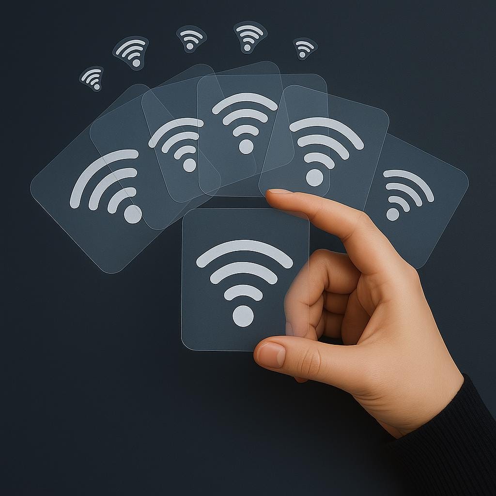 10 PACK WiFi Symbol Sticker, Wireless Internet Decal, WI-FI logo sign, wifi zone label, router signal icon, hotspot connectivity sticker
