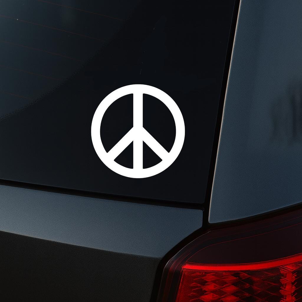 2 PACK Peace Sign Decal / hippie bumper sticker, peace logo car window decal, retro boho vinyl sticker, peace symbol decal, anti war sticker