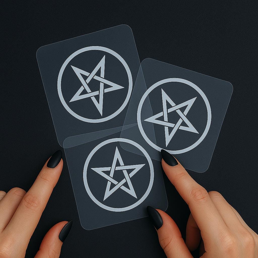 3 PACK witchy pentagram sticker, star decal, occult gothic symbol, pagan wicca star logo, halloween witchcraft decal, spooky star sticker
