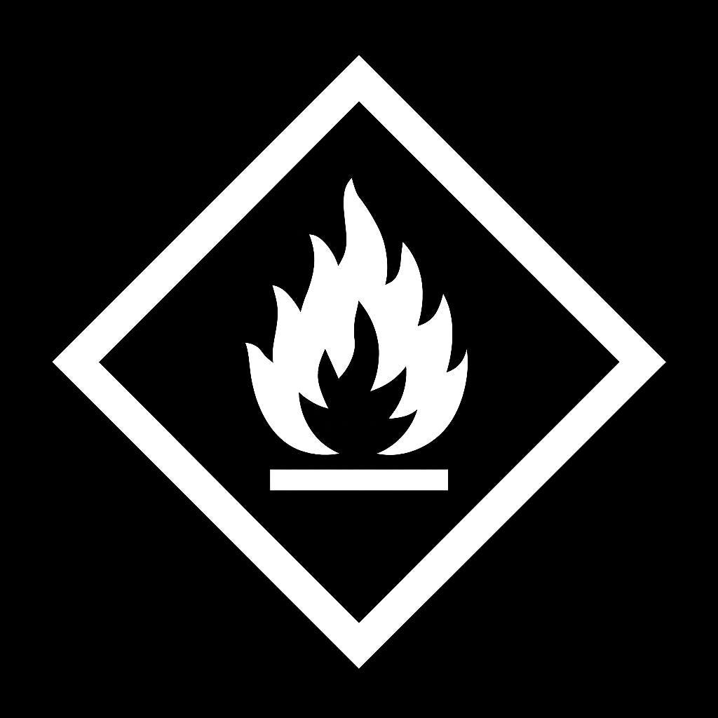4 PACK Flammable Symbol Decal Label Sticker / industrial hazard sticker, fire warning logo, danger flame sign, chemical safety