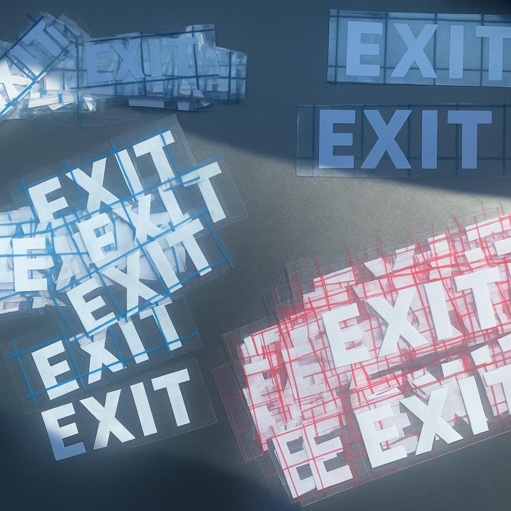 5 x EXIT Sign Decal 5 PACK / Emergency Exit Sticker / safety door decal, school hallway sign, business exit label, fire escape exit decal