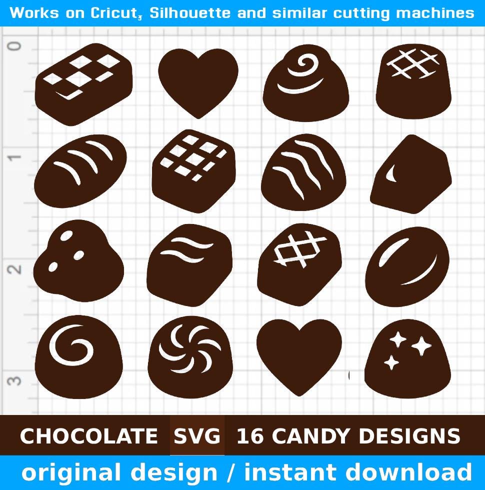 chocolate svg bundle, 9 pack candy shapes svg, cricut silhouette cutting files, dessert svg, baking svg, sweet treats svg, candy shop svg