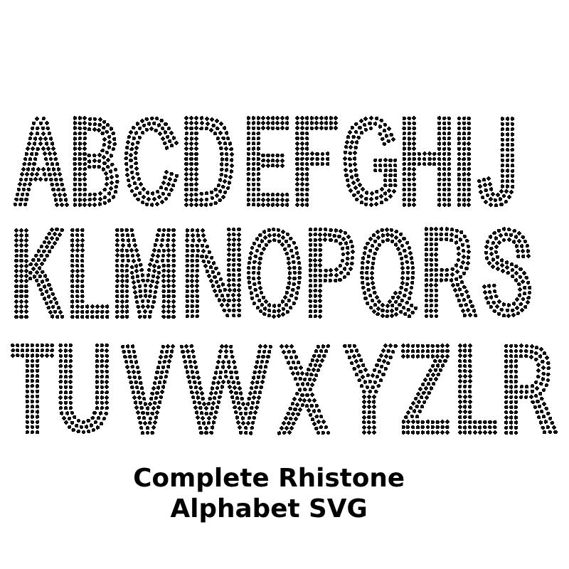 Rhinestone Font SVG Template (A-to-Z) Entire Alphabet / Curved Flow Design