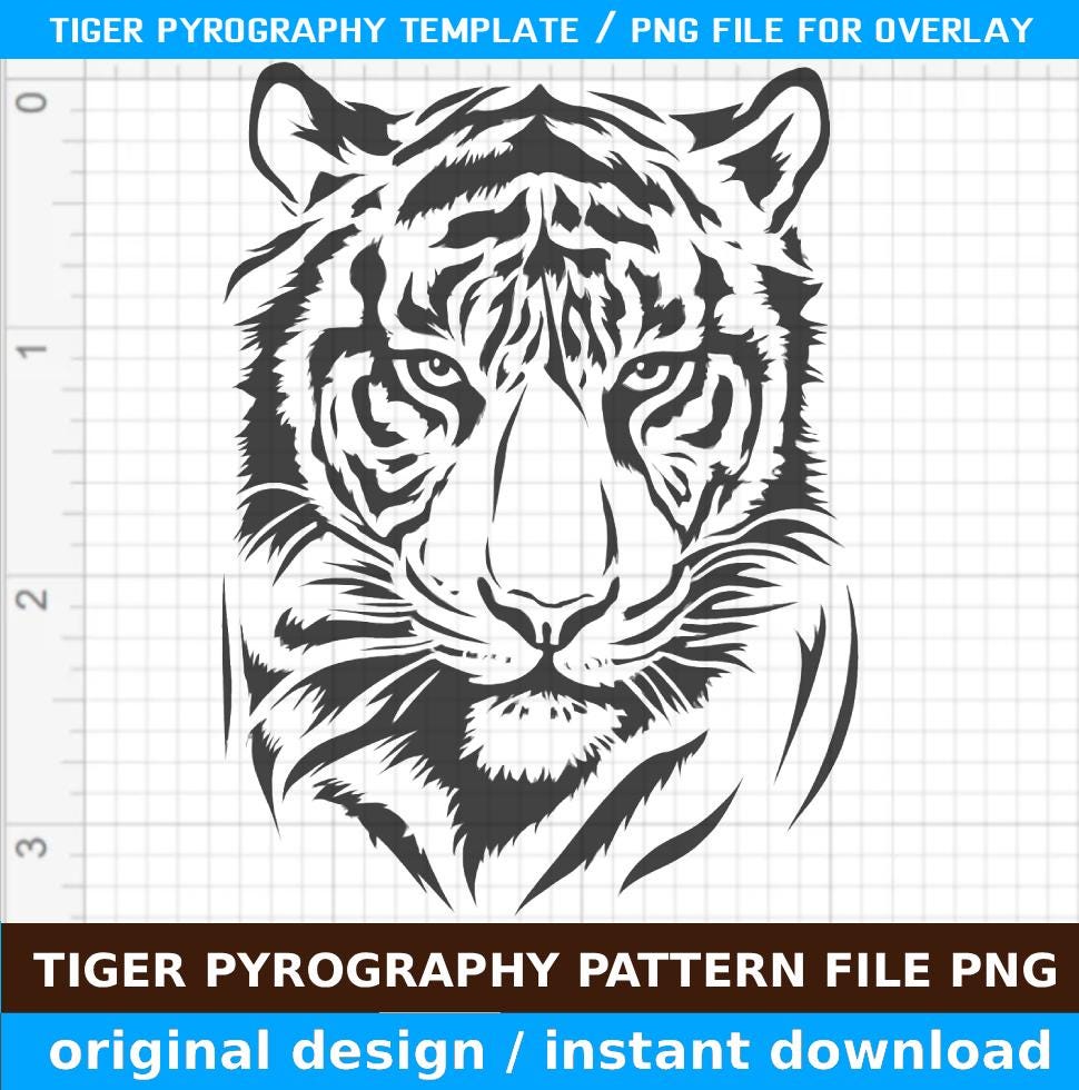 Tiger Pyrography Pattern, Wood Burning Stencil, Tiger Head SVG, Wildlife Laser Cut Template, DIY Pyrography Design, Animal Wood Art Pattern