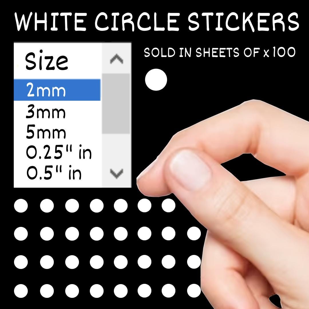 White Polka Dot Stickers: Circle Vinyl Decals, Bulk Pack